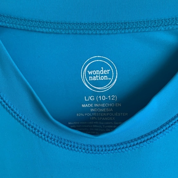 Wonder Nation turquoise blue rash guard size large (10/12) EUC - Picture 2 of 3